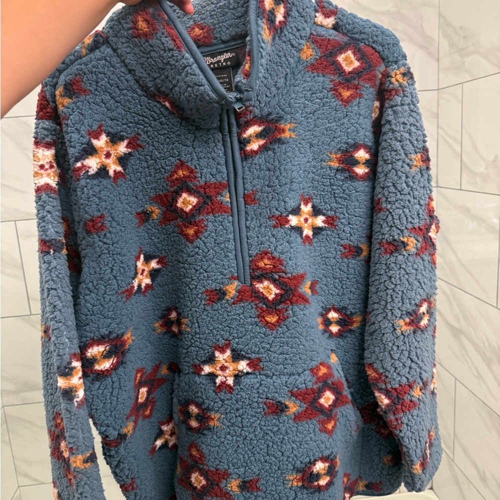 Wrangler Blue Patterned Fleece Pullover